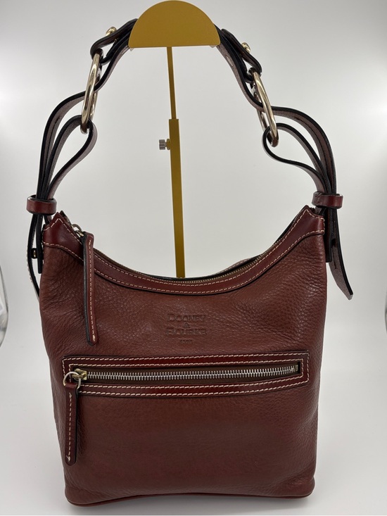 Dooney & Bourke Handbags - Dooney & Bourke Chestnut Brown Pebble Leather Shoulder Bag with Gold Hardware